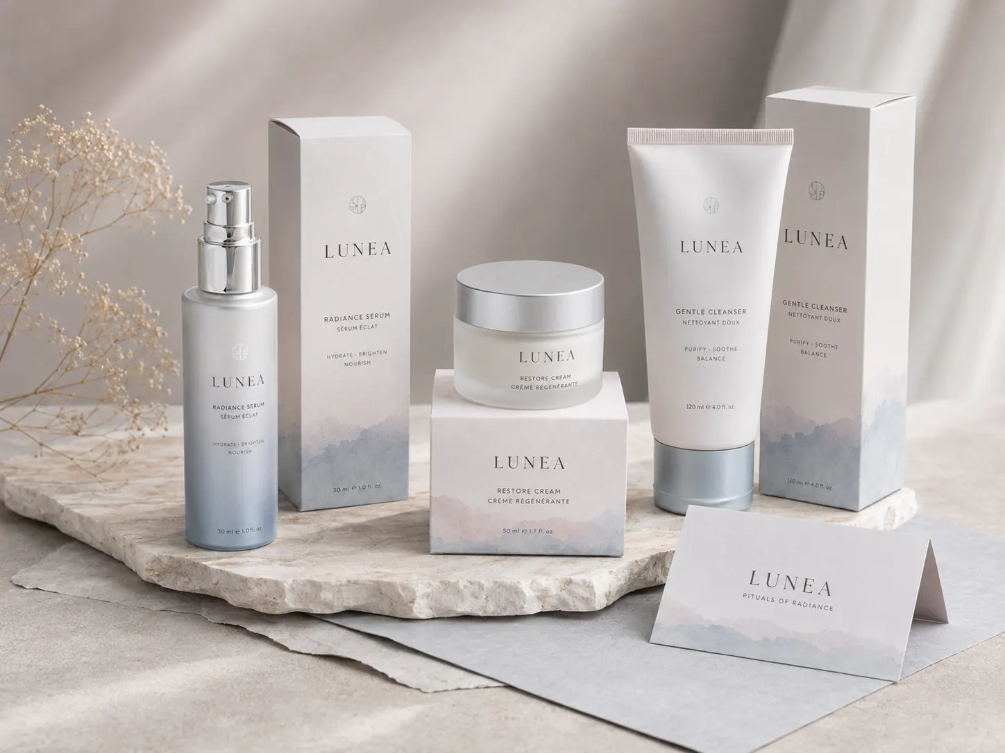 Gift set composition of Soft Modern Ritual packaging - curated collection in branded box