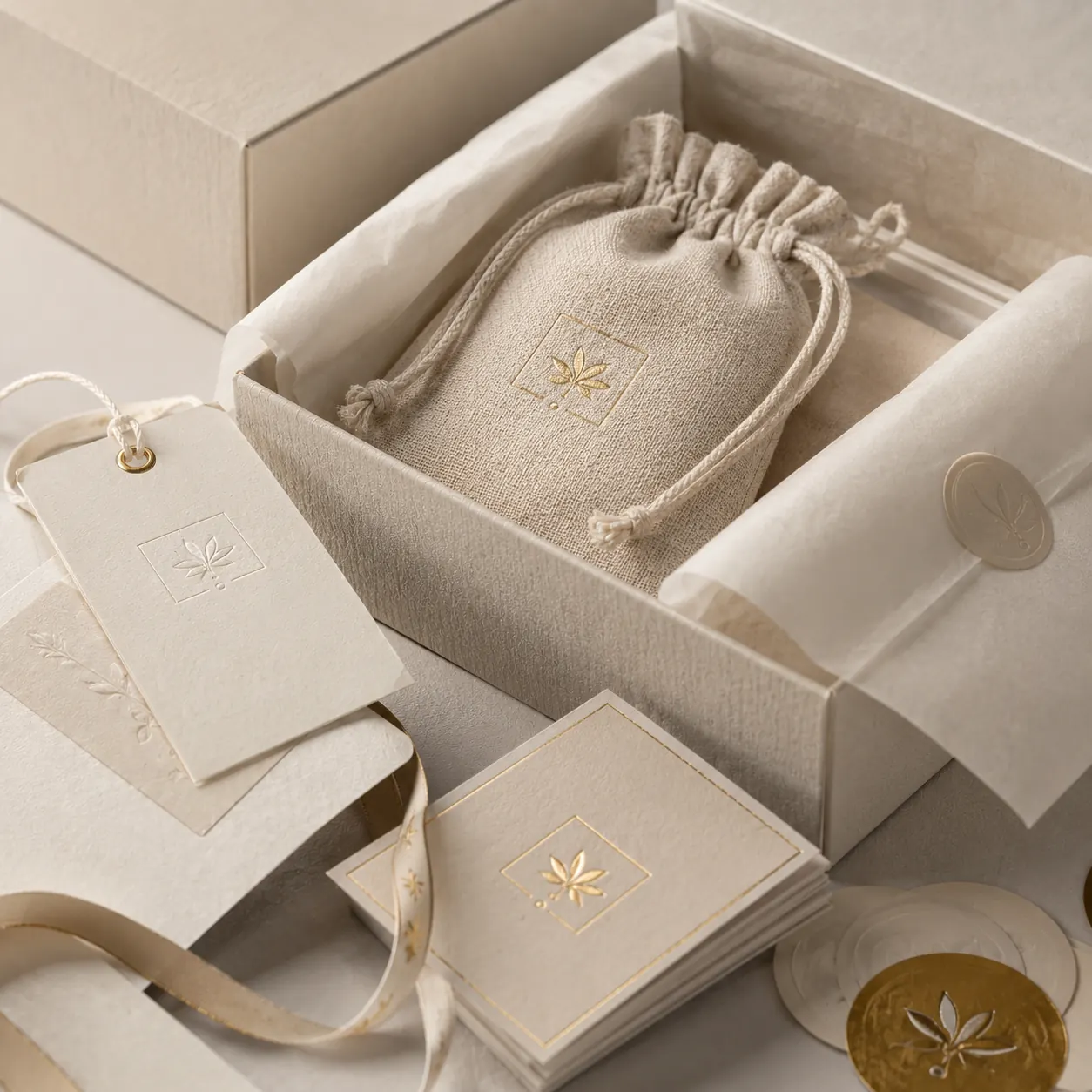 Branded cards, tags, seals and packaging collateral